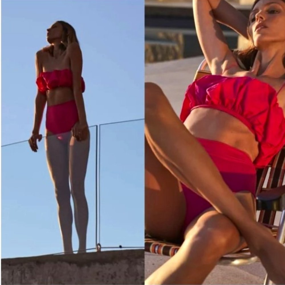 NWT Zara Fuchsia Pink Balloon Bikini Top